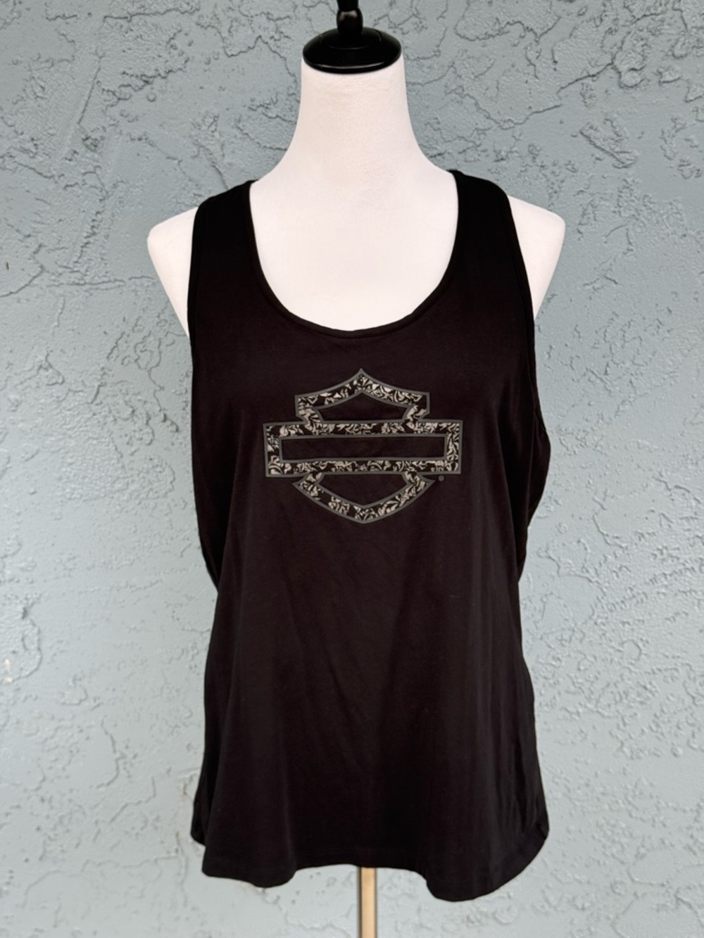 Harley Davidson Cotton Spandex Blend Black Racerback Graphic Tank Top L